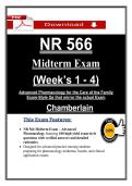 NR 566 Midterm Exam &ndash; Advanced Pharmacology for the Care of the Family Chamberlain &lpar;2026&sol;2027&rpar; Actual Questions & Answers &lpar; 100&percnt; Correct&rpar;
