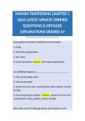 HUMAN TRAFFICKING CHAPTER 1 QUIZ LATEST UPDATE VERIFIED QUESTIONS & DETAILED EXPLANATIONS GRADED A&plus;
