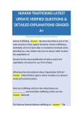 HUMAN TRAFFICKING LATEST UPDATE VERIFIED QUESTIONS & DETAILED EXPLANATIONS GRADED A&plus;