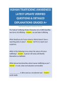 HUMAN TRAFFICKING AWARENESS LATEST UPDATE VERIFIED QUESTIONS & DETAILED EXPLANATIONS GRADED A&plus;