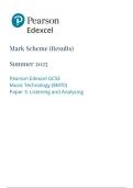 Edexcel GCSE Music Paper 3&colon; Listening and Analysing Mark Scheme 2025