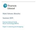 Edexcel GCSE Music Paper 3&colon; Listening and Analysing Mark Scheme 2025
