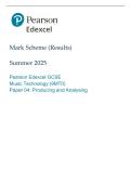 Edexcel GCSE Music Paper 4&colon; Producing and Analysing Mark Scheme 2025