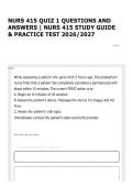 NURS 415 QUIZ 1 QUESTIONS AND ANSWERS &vert; NURS 415 STUDY GUIDE & PRACTICE TEST 2026&sol;2027