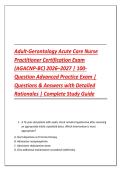 Adult-Gerontology Acute Care Nurse Practitioner Certification Exam AGACNP-BC 2026&ndash;2027 &vert; 100 Advanced Practice Questions with Answers & Detailed Rationales &vert; Complete Study Guide