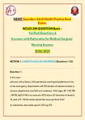 Saunders Adult Health Practice Real Exam&colon; NCLEX-RN QUESTION Bank &ndash; Verified Questions & Answers with Rationales for Medical-Surgical Nursing Success 2026&sol;2027