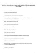 APEX AP PSYCHOLOGY FINAL PAPER QUESTIONS AND COMPLETE&NewLine;SOLUTIONS