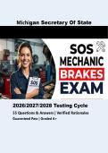 SOS Mechanic Certification&vert;  Michigan Secretary of State &vert; Automobile & Light Truck Brakes &lpar;Category F&rpar; Exam Q&As &lpar;2027-2028 Testing Cycle&rpar; &ndash; Complete Guide&comma; Guaranteed Pass&comma; Graded A