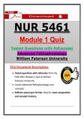 NUR 5461 Module 1 Quiz &ndash; Advanced Pathophysiology &ndash; &lpar;2026&sol;2027&rpar; Actual Questions & Answers &lpar;WPU&rpar; &vert; Updated PDF