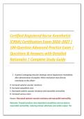 Certified Registered Nurse Anesthetist CRNA Certification Exam 2026&ndash;2027 &vert; 100 Advanced Practice Questions with Answers & Detailed Rationales &vert; CRNA Board Review & Complete Study Guide