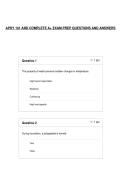 APHY 101 AND COMPLETE A&plus; EXAM PREP QUESTIONS AND ANSWERS