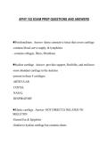 APHY 102 EXAM PREP QUESTIONS AND ANSWERS