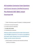 AK Insulation Contractor Exam Questions &NewLine;and Correct Answers &lpar;Verified Answers&rpar; &NewLine;Plus Rationale 2027 Q&A&vert; Instant &NewLine;Download Pdf