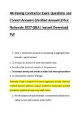 AK Paving Contractor Exam Questions and &NewLine;Correct Answers &lpar;Verified Answers&rpar; Plus &NewLine;Rationale 2027 Q&A&vert; Instant Download &NewLine;Pdf