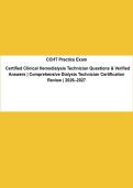 CCHT Exam &vert; Certified Clinical Hemodialysis Technician Practice Questions & Verified Answers &vert; 2026&ndash;2027&NewLine;