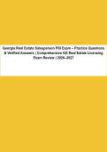 Georgia Real Estate Salesperson Exam &vert; PSI Practice Questions & Verified Answers &vert; 2026&ndash;2027&NewLine;