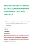 AK Concrete Contractor Exam Questions &NewLine;and Correct Answers &lpar;Verified Answers&rpar; &NewLine;Plus Rationale 2027 Q&A&vert; Instant &NewLine;Download Pdf