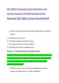 AK Utility Contractor Exam Questions and &NewLine;Correct Answers &lpar;Verified Answers&rpar; Plus &NewLine;Rationale 2027 Q&A&vert; Instant Download Pdf