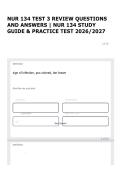NUR 134 TEST 3 REVIEW QUESTIONS AND ANSWERS &vert; NUR 134 STUDY GUIDE & PRACTICE TEST 2026&sol;2027