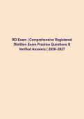 RD Exam &vert; Registered Dietitian Practice Questions & Verified Answers &vert; 2026&ndash;2027&NewLine;