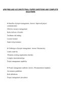 APM PMQ AND ACCURATE FINAL PAPER QUESTIONS AND COMPLETE&NewLine;SOLUTIONS
