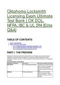 2026&sol;2027 Oklahoma Locksmith Licensing Exam Ultimate Test Bank &vert; OK DOL&comma; NFPA&comma; IBC & UL 294 &lpar;Elite Q&A&rpar;