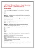 AP World History Unit 1 Test Review &NewLine;&lpar;1200-1450&rpar; Questions With Correct &NewLine;Answers&comma; Exams of Geography