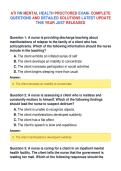 ATI RN MENTAL HEALTH PROCTORED EXAM- COMPLETE&NewLine;QUESTIONS AND DETAILED SOLUTIONS LATEST UPDATE&NewLine;THIS YEAR JUST RELEASED