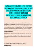 HUMAN PHYSIOLOGY 16TH EDITION &NewLine;&lpar;STUART FOX&rpar; &mdash; EXAM STUDY GUIDE &NewLine;2026&sol;2027 ACCURATE QUESTIONS &NewLine;WITH CORRECT DETAILED &NewLine;SOLUTIONS &vert;&vert; 100&percnt; GUARANTEED &NewLine;PASS NEWEST VERSION 