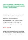 CERTIFIED GENERAL APPRAISER PRACTICE &NewLine;EXAMINATION QUESTIONS WITH CORRECT &NewLine;ANSWERS AND RATIONALES