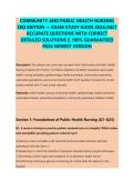 COMMUNITY AND PUBLIC HEALTH NURSING &NewLine;3RD EDITION &mdash; EXAM STUDY GUIDE 2026&sol;2027 &NewLine;ACCURATE QUESTIONS WITH CORRECT &NewLine;DETAILED SOLUTIONS &vert;&vert; 100&percnt; GUARANTEED &NewLine;PASS NEWEST VERSION 
