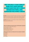 WSET DIPLOMA D1 EXAM COMPLETE &NewLine;EXAM STUDY GUIDE 2026&sol;2027 &NewLine;ACCURATE QUESTIONS WITH CORRECT &NewLine;DETAILED SOLUTIONS &vert;&vert; 100&percnt; &NewLine;GUARANTEED PASS NEWEST VERSION 