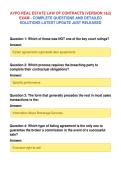 AYPO REAL ESTATE LAW OF CONTRACTS &lpar;VERSION 1&2&rpar;&NewLine;EXAM - COMPLETE QUESTIONS AND DETAILED&NewLine;SOLUTIONS LATEST UPDATE JUST RELEASED