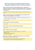 DBT LBC Certification exam Dialectical Behavior Therapy &NewLine;Linehan Board Questions with Correct Answers &lpar;Grade A&plus;&rpar;