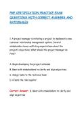 PMP CERTIFICATION PRACTICE EXAM &NewLine;QUESTIONS WITH CORRECT ANSWERS AND &NewLine;RATIONALES 