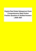 Virginia Real Estate Salesperson State Exam &vert; Practice Questions & Verified Answers &vert; 2026&ndash;2027&NewLine;