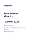 Pearson Edexcel&NewLine;Level 3 Advanced Subsidiary Level in Politics&NewLine;&lpar;8PLO&sol;01&rpar;&NewLine;Paper 1&colon; UK Politics&NewLine;Mark Scheme&NewLine;Summer  &lpar;June&rpar; 2026
