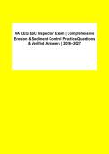 VA DEQ ESC Inspector Exam &vert; Erosion & Sediment Control Practice Questions & Verified Answers &vert; 2026&ndash;2027&NewLine;