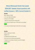 Illinois Motorcycle Permit Test &lpar;Latest 2026&sol;2027 Update&rpar; Actual questions with verified Answers &vert; 100&percnt; Correct&vert; Graded A&plus;