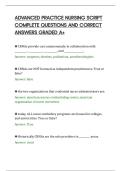 ADVANCED PRACTICE NURSING SCRIPT&NewLine;COMPLETE QUESTIONS AND CORRECT&NewLine;ANSWERS GRADED A&plus;
