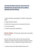 CERTIFIED NURSING ASSISTANT &lpar;CNA&rpar; PRACTICE &NewLine;EXAMINATION 150 QUESTIONS WITH CORRECT &NewLine;ANSWERS AND RATIONALES