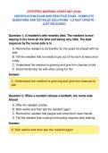 CERTIFIED NURSING ASSISTANT &lpar;CNA&rpar;&NewLine;CERTIFICATION EXAM AND PRACTICE EXAM - COMPLETE&NewLine;QUESTIONS AND DETAILED SOLUTIONS - LATEST UPDATE &NewLine;JUST RELEASED
