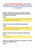 CESGA &lpar;CERTIFIED ENVIRONMENTAL&comma; SOCIAL AND&NewLine;GOVERNANCE ANALYST&rpar; EXAM 3 VERSIONS - COMPLETE&NewLine;QUESTIONS AND DETAILED SOLUTIONS LATEST UPDATE&NewLine;JUST RELEASED