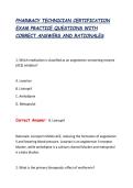 PHARMACY TECHNICIAN CERTIFICATION &NewLine;EXAM PRACTICE QUESTIONS WITH &NewLine;CORRECT ANSWERS AND RATIONALES