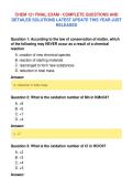 CHEM 121 FINAL EXAM - COMPLETE QUESTIONS AND&NewLine;DETAILED SOLUTIONS LATEST UPDATE THIS YEAR JUST&NewLine;RELEASED