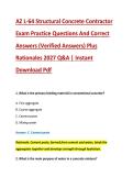 AZ L-64 Structural Concrete Contractor &NewLine;Exam Practice Questions And Correct &NewLine;Answers &lpar;Verified Answers&rpar; Plus &NewLine;Rationales 2027 Q&A &vert; Instant &NewLine;Download Pdf