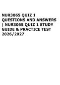 NUR3065 QUIZ 1 QUESTIONS AND ANSWERS &vert; NUR3065 QUIZ 1 STUDY GUIDE & PRACTICE TEST 2026&sol;2027