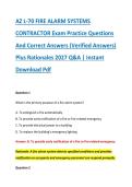 AZ L-70 FIRE ALARM SYSTEMS &NewLine;CONTRACTOR Exam Practice Questions &NewLine;And Correct Answers &lpar;Verified Answers&rpar; &NewLine;Plus Rationales 2027 Q&A &vert; Instant &NewLine;Download Pdf