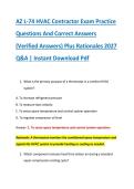 AZ L-74 HVAC Contractor Exam Practice &NewLine;Questions And Correct Answers &NewLine;&lpar;Verified Answers&rpar; Plus Rationales 2027 &NewLine;Q&A &vert; Instant Download Pdf