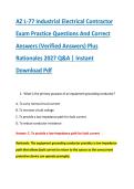 AZ L-77 Industrial Electrical Contractor &NewLine;Exam Practice Questions And Correct &NewLine;Answers &lpar;Verified Answers&rpar; Plus &NewLine;Rationales 2027 Q&A &vert; Instant &NewLine;Download Pdf
